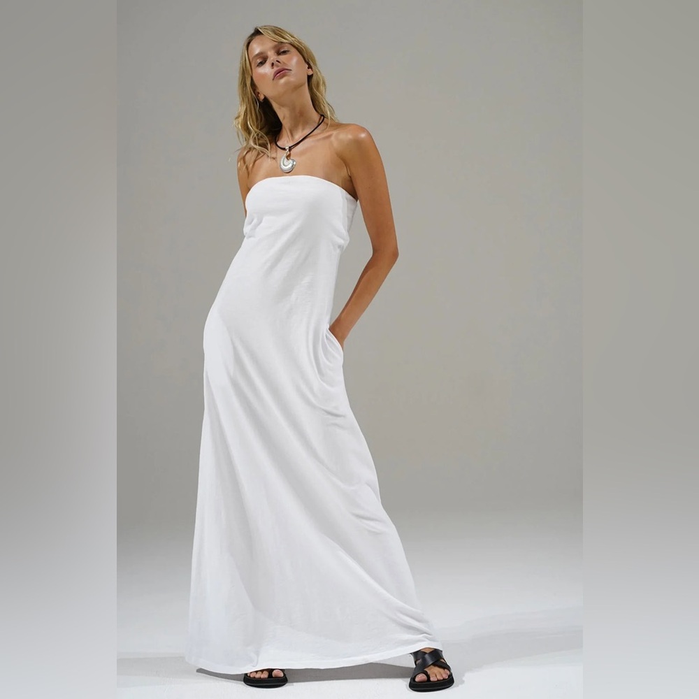 LNA White Strapless Topanga Maxi Dress